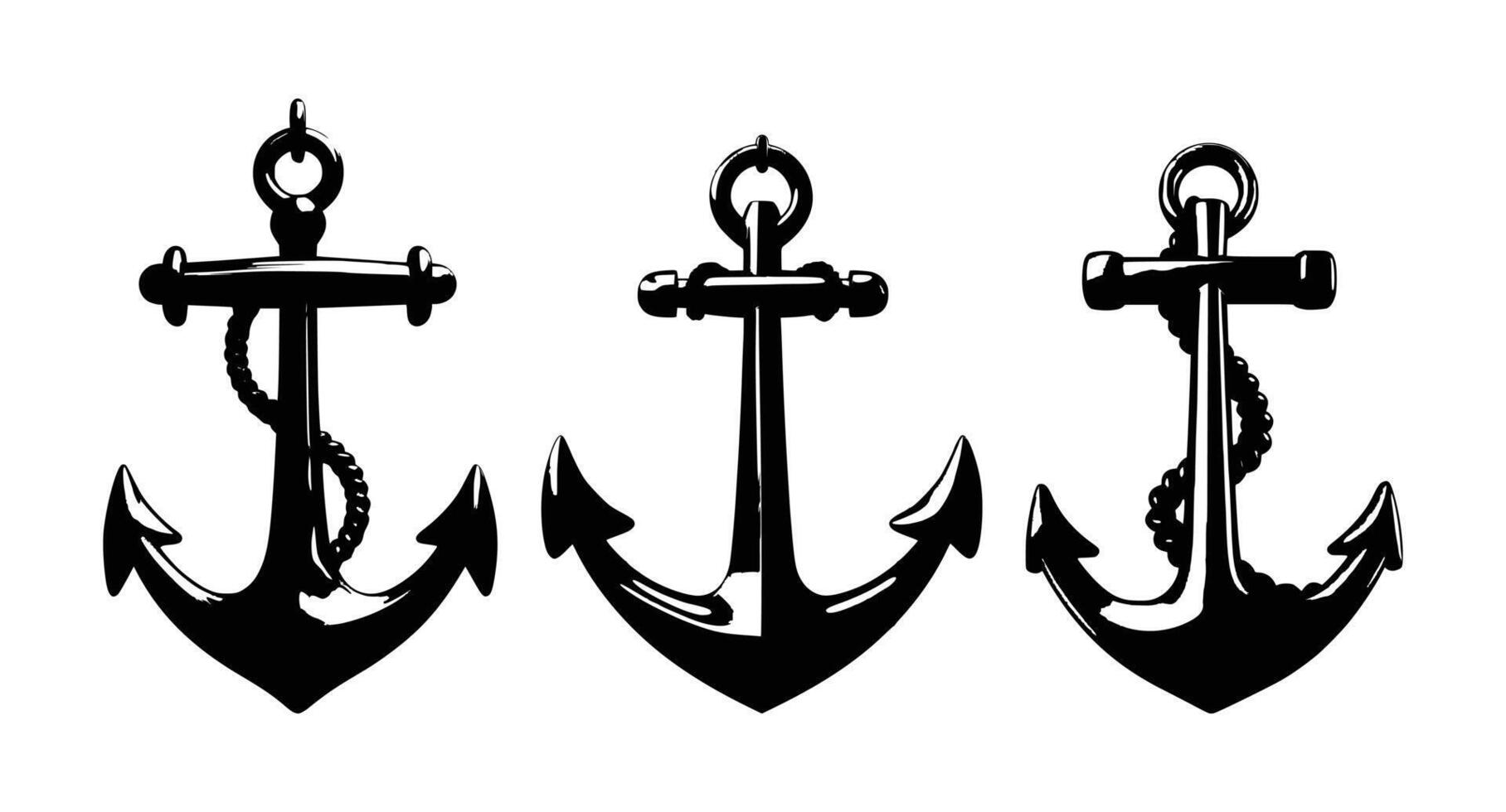 Various anchor silhouettes perfect for marine and sailing designs vector