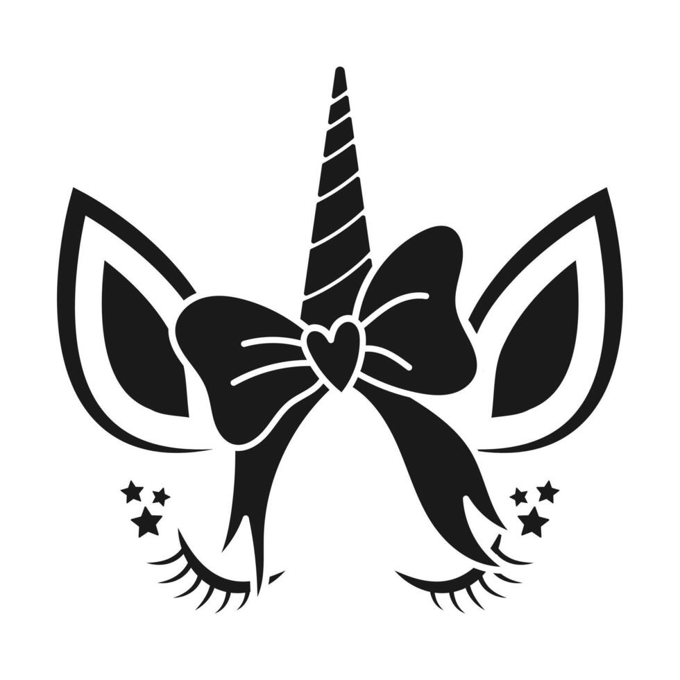 Stylized black unicorn head design graphic vector