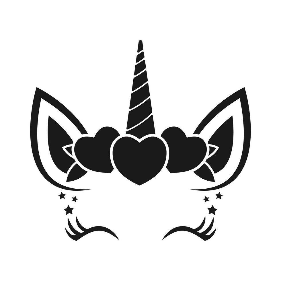 Stylized black unicorn head design vector