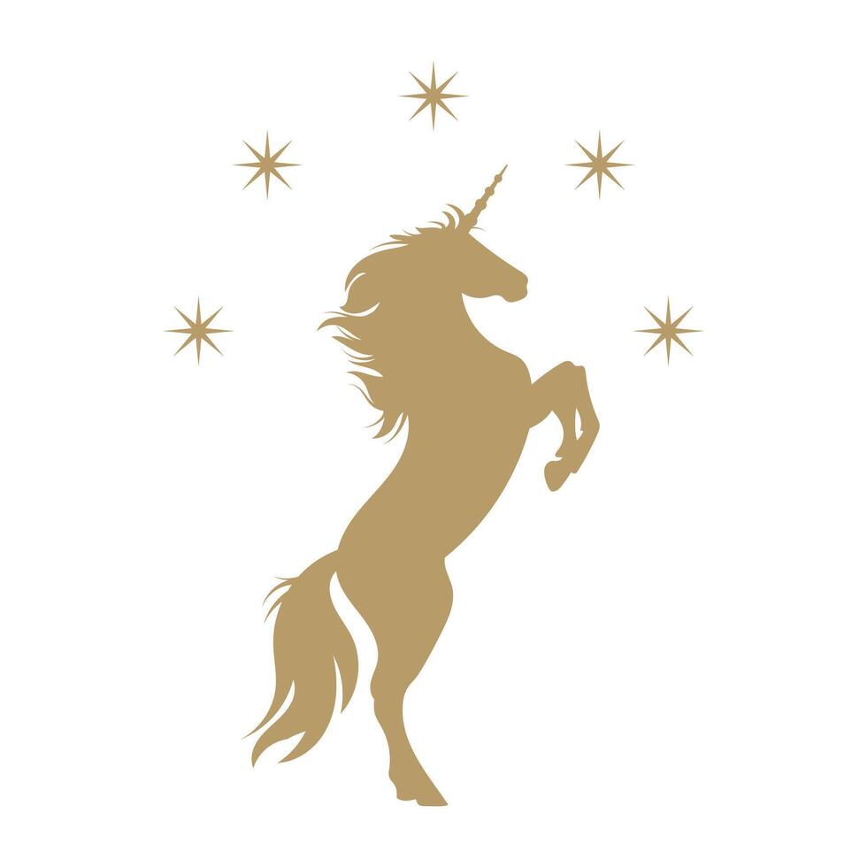 Stylized unicorn icon with gold theme in elegant style vector