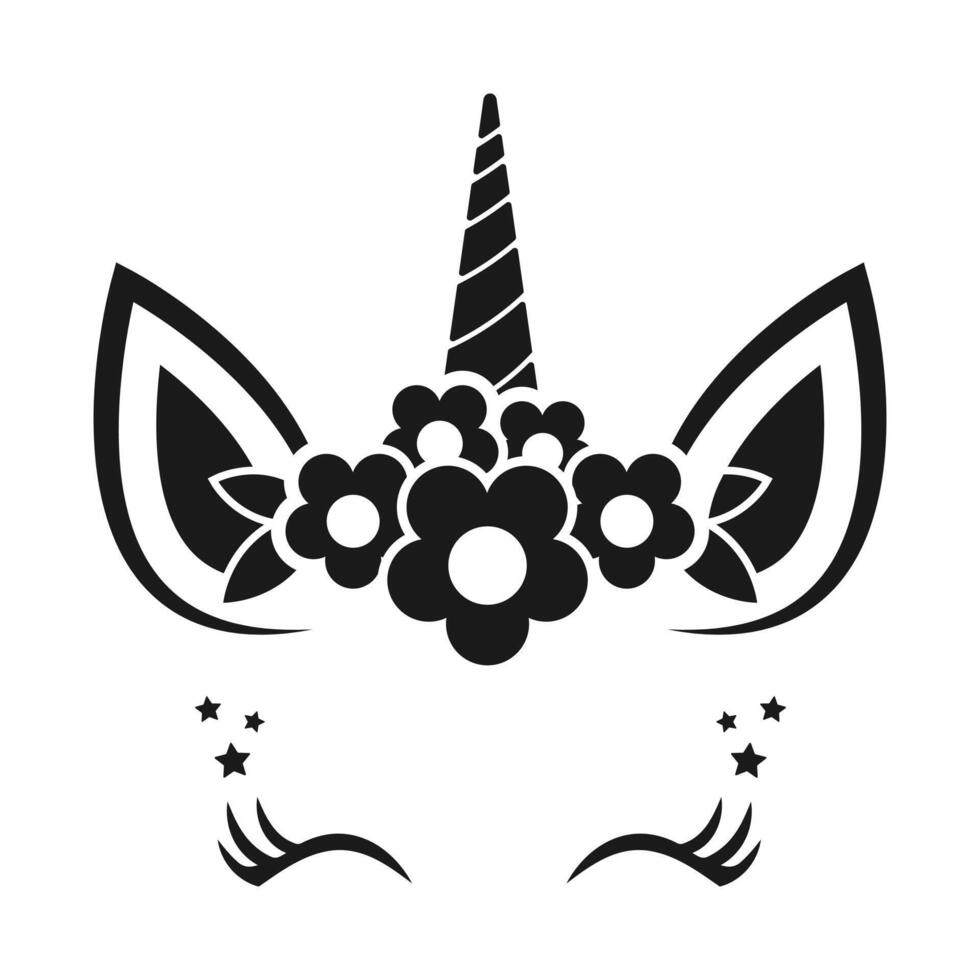 Black unicorn head design for fantasy and mythical art themes vector
