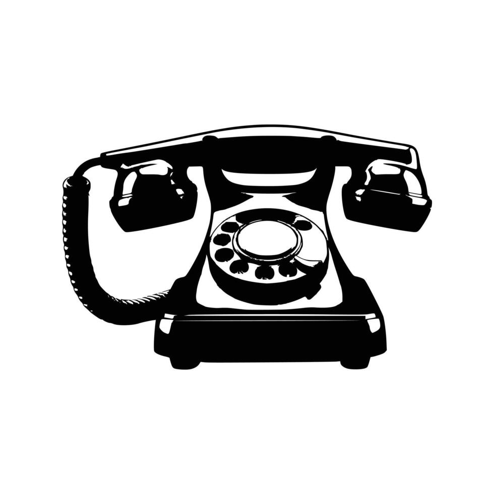 Classic vintage telephone silhouette for retro themed graphic designs vector