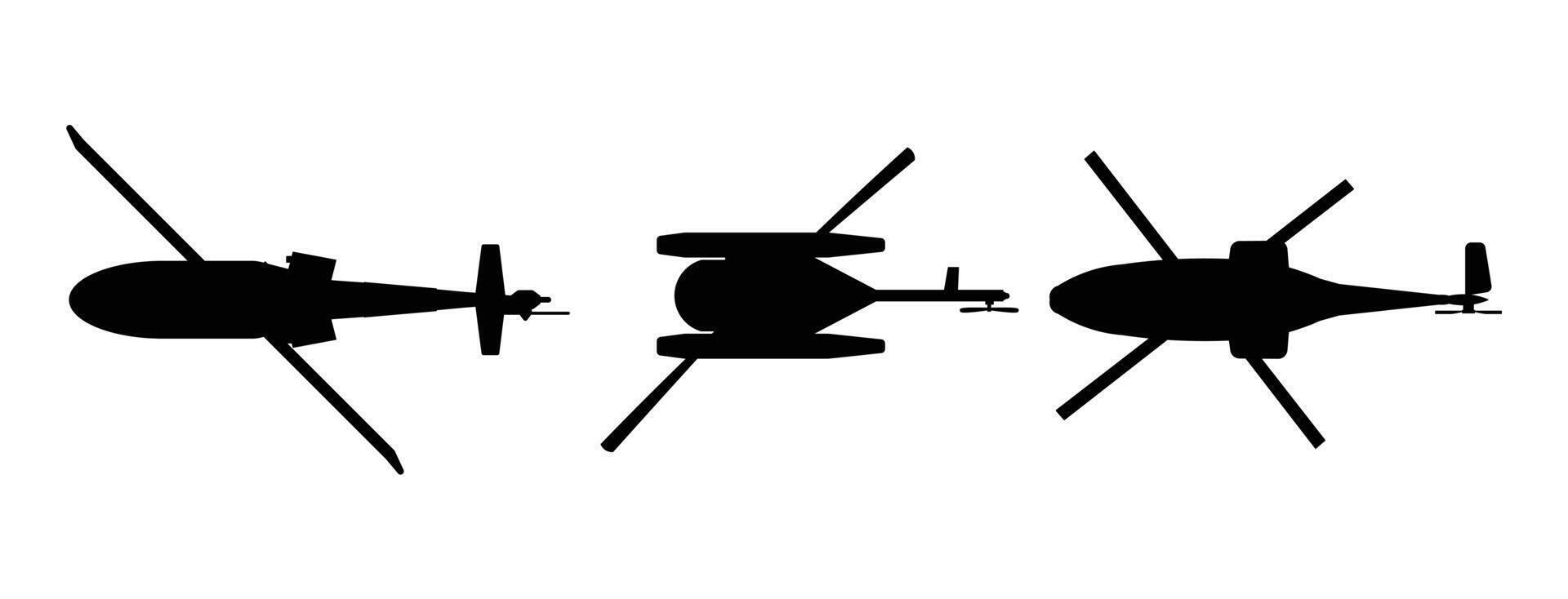 Helicopter silhouette top view design vector