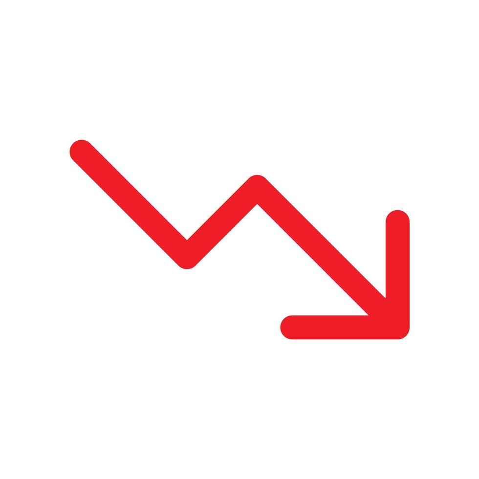 Red Line Stock Crash Icons vector