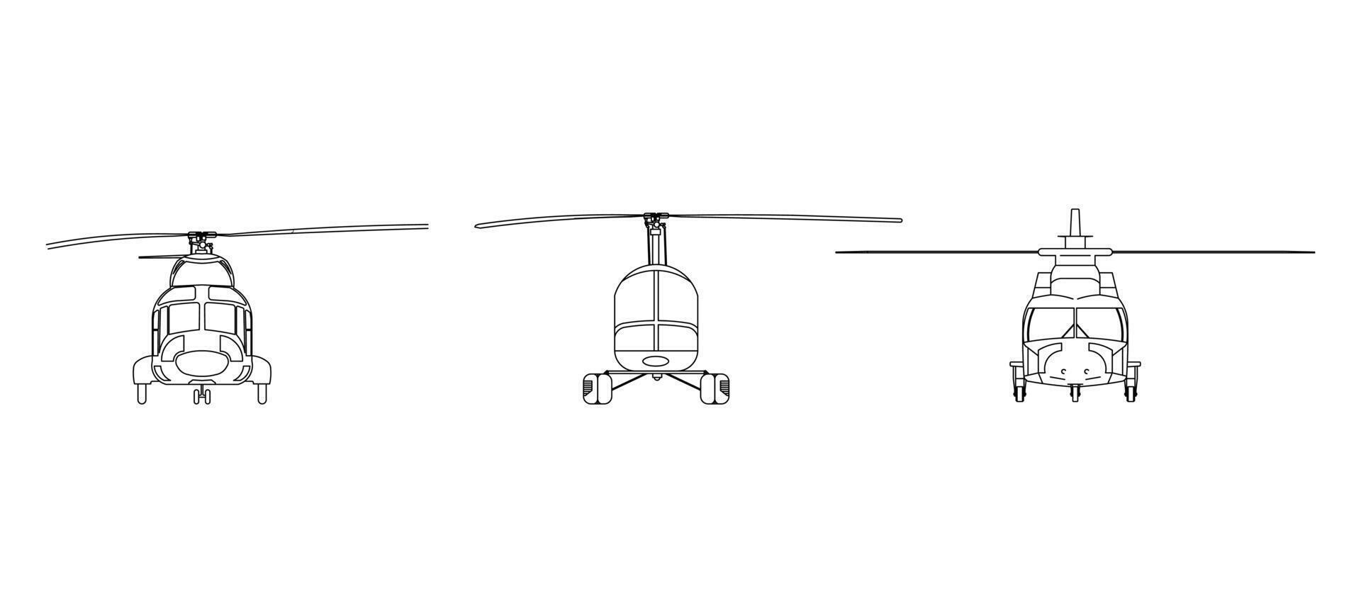 Helicopter outline front view design vector