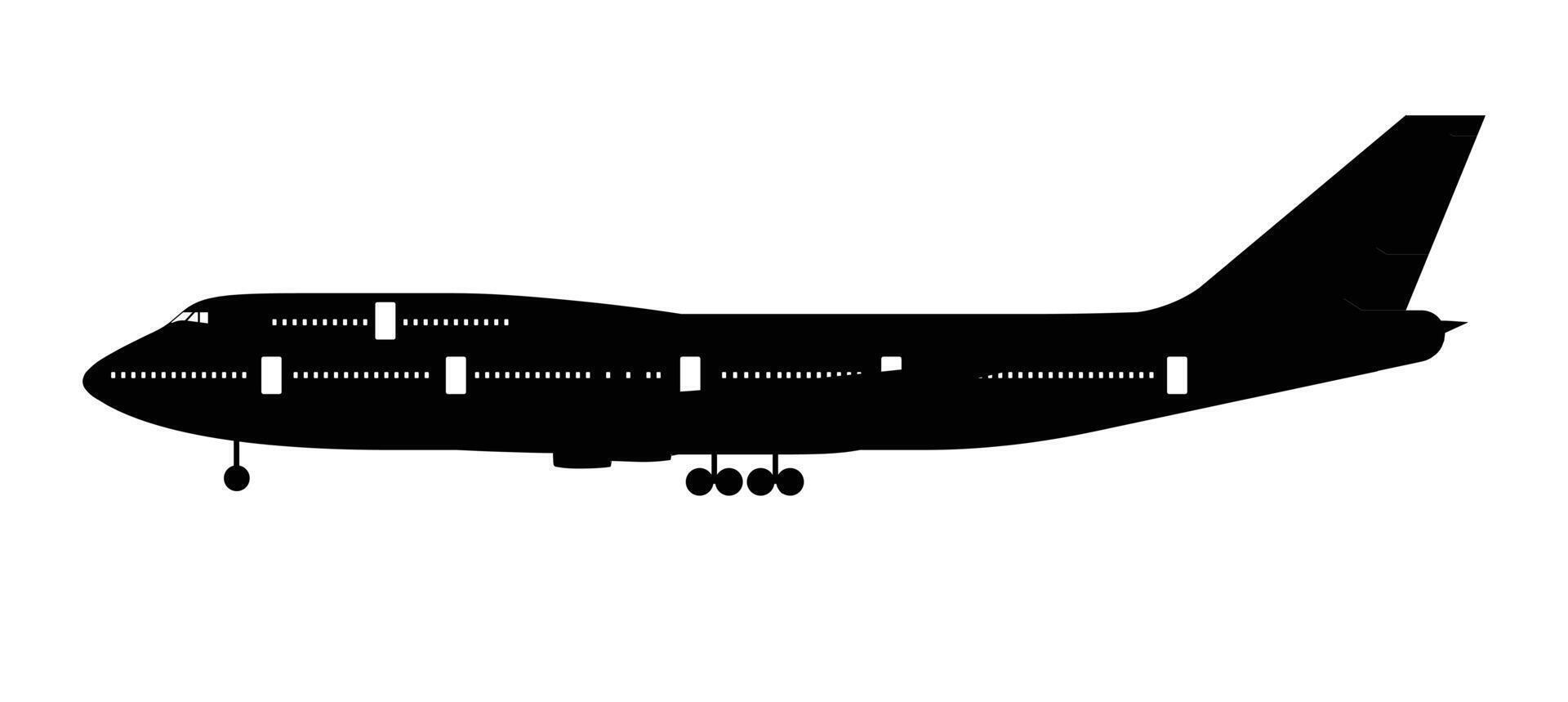 Plane silhouette side view flying vector