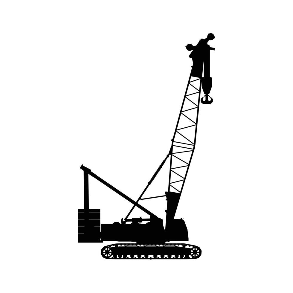 Crane tower silhouette during golden hour vector