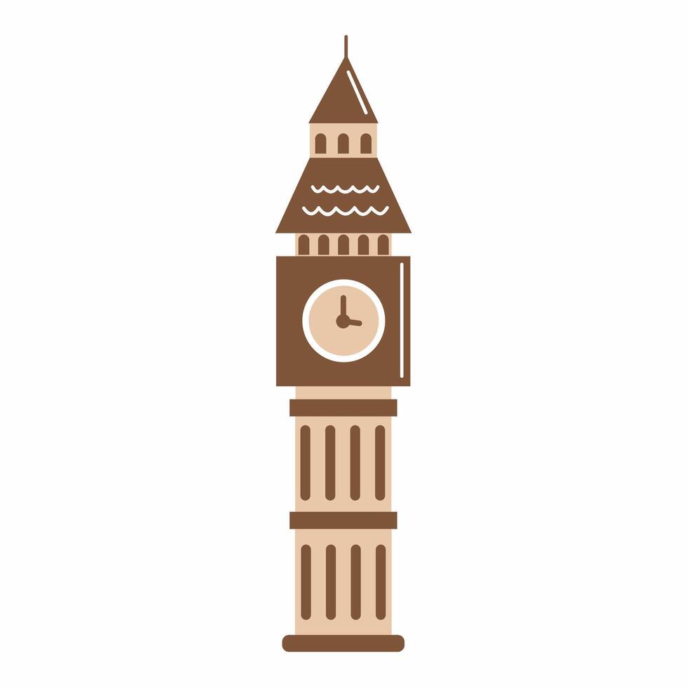 English clock tower. the symbol of England. Illustration on a white background vector