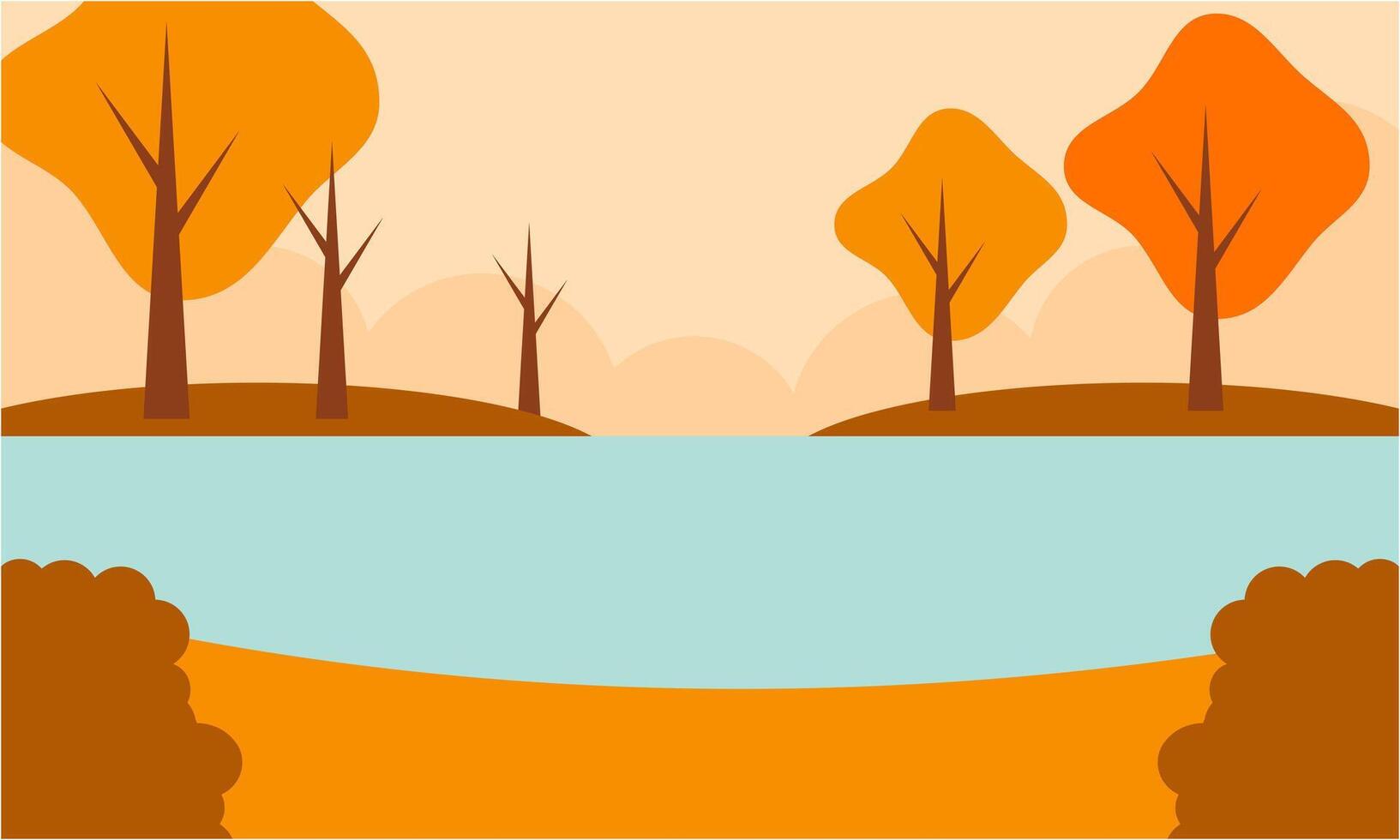 Flat Autumn Background . vector