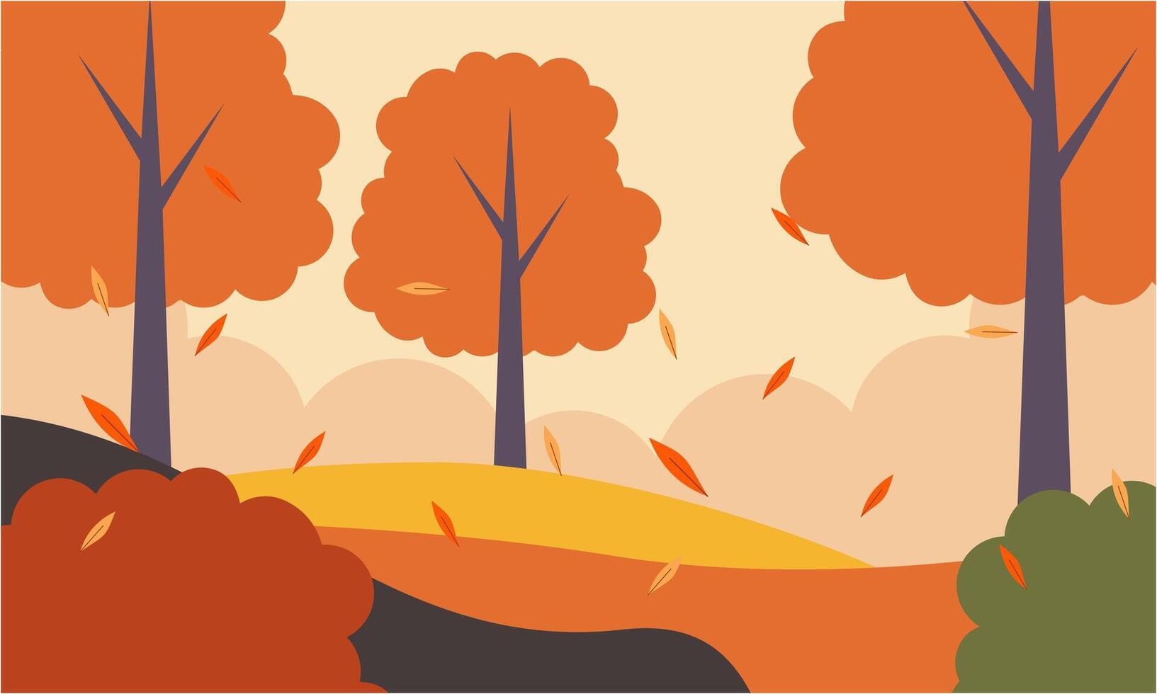 Autumn Leaves Background Flat Design vector