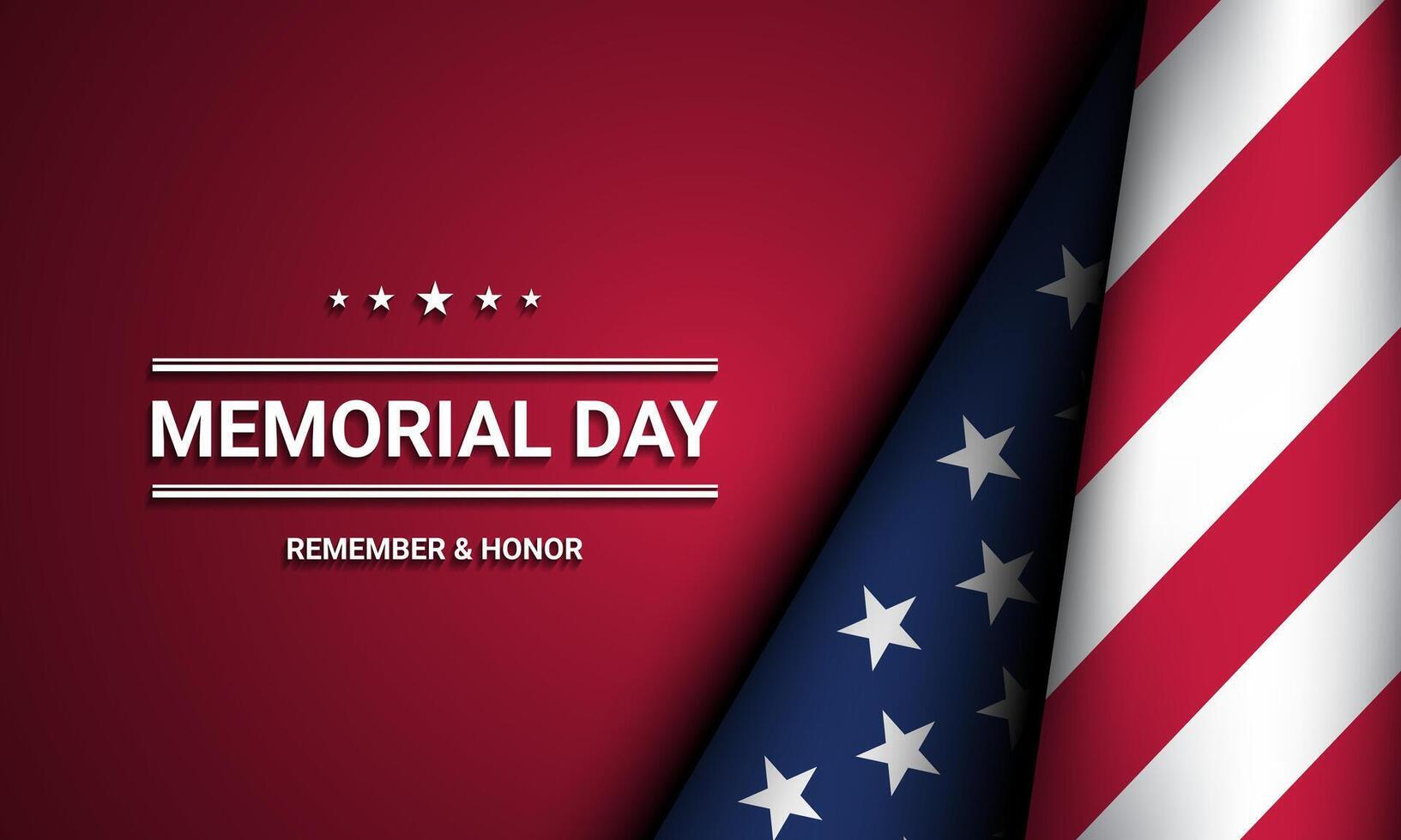 Memorial Day Template Design with American Flag on Red Background vector