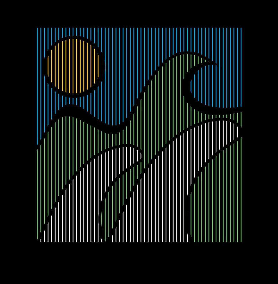Graphic and abstract style illustration of surfboard fins on the waves. vector