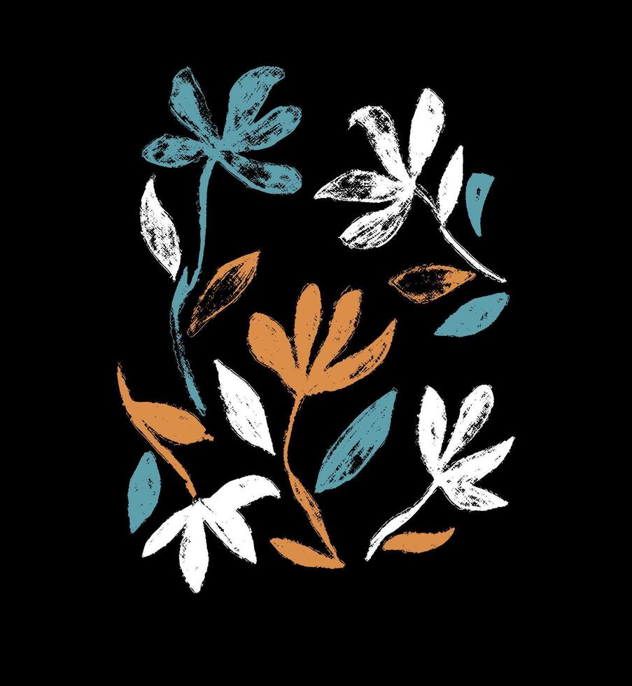 Plant silhouette art in rustic brush strokes. vector