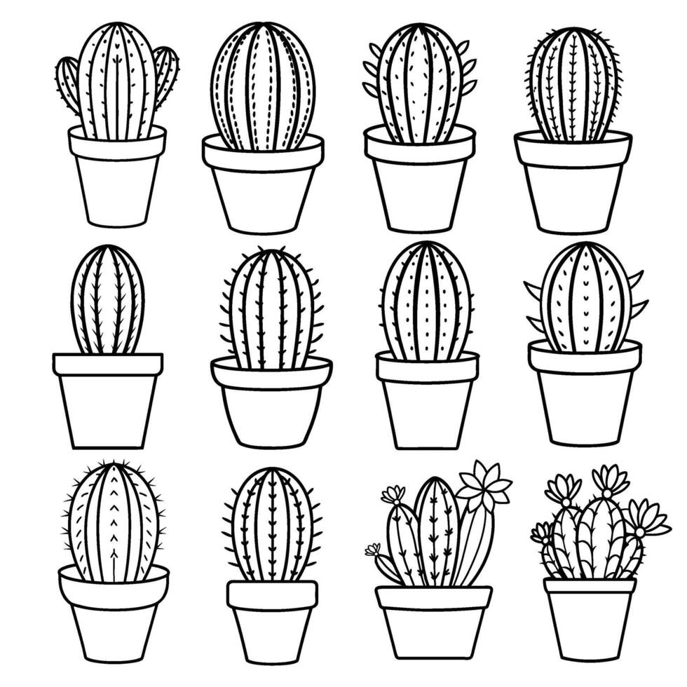Cactus with flowers in a pot vector