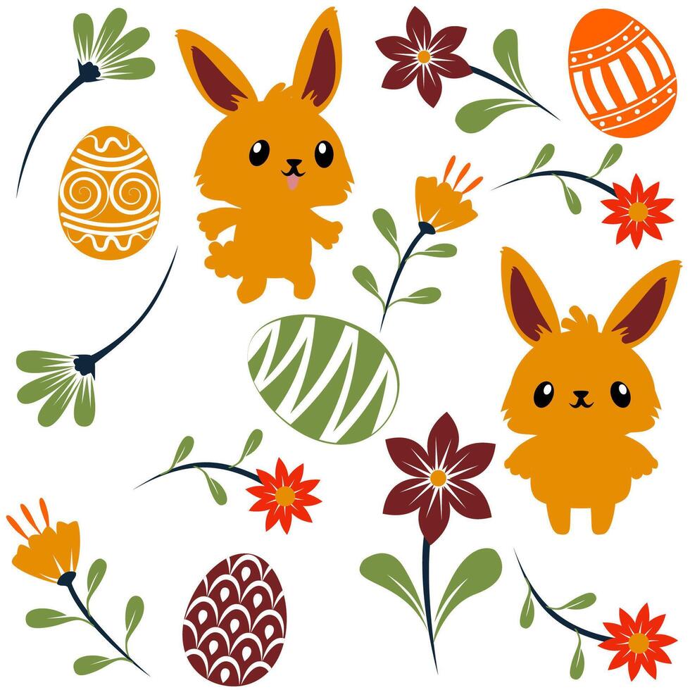 Cute easter pattern rabbit vector