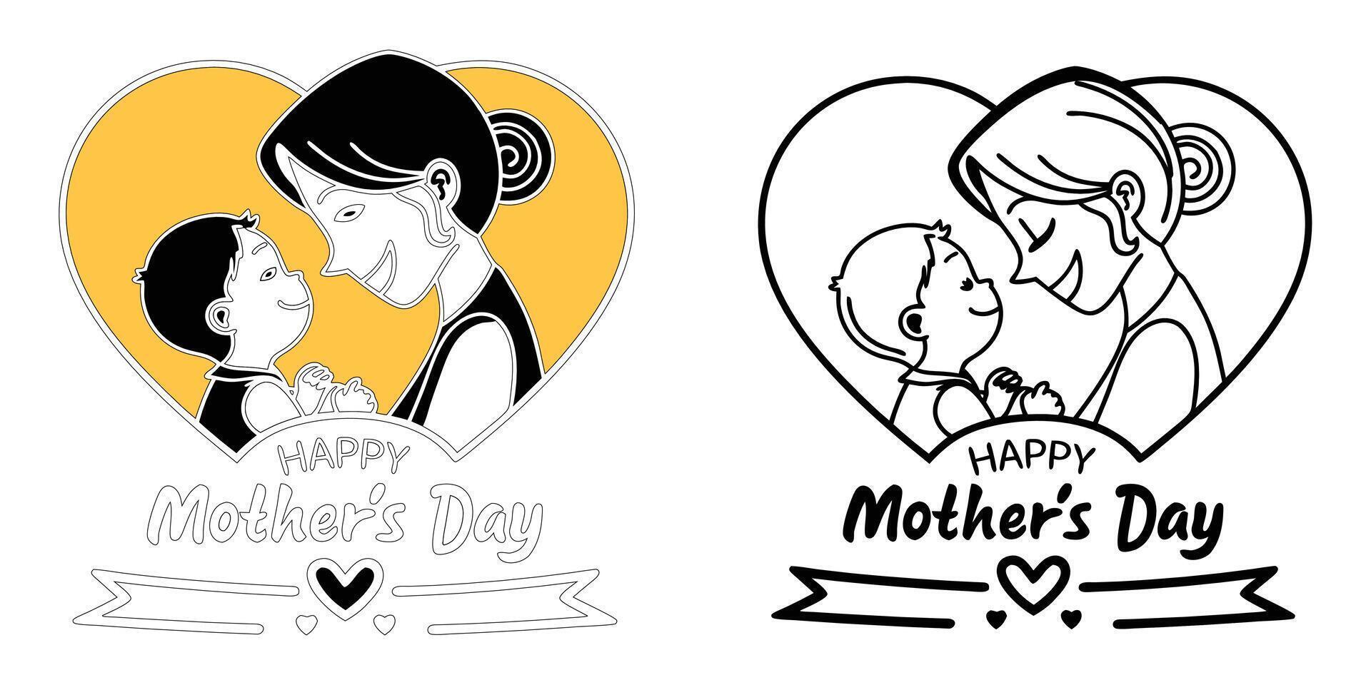mothers day celebration with baby vector