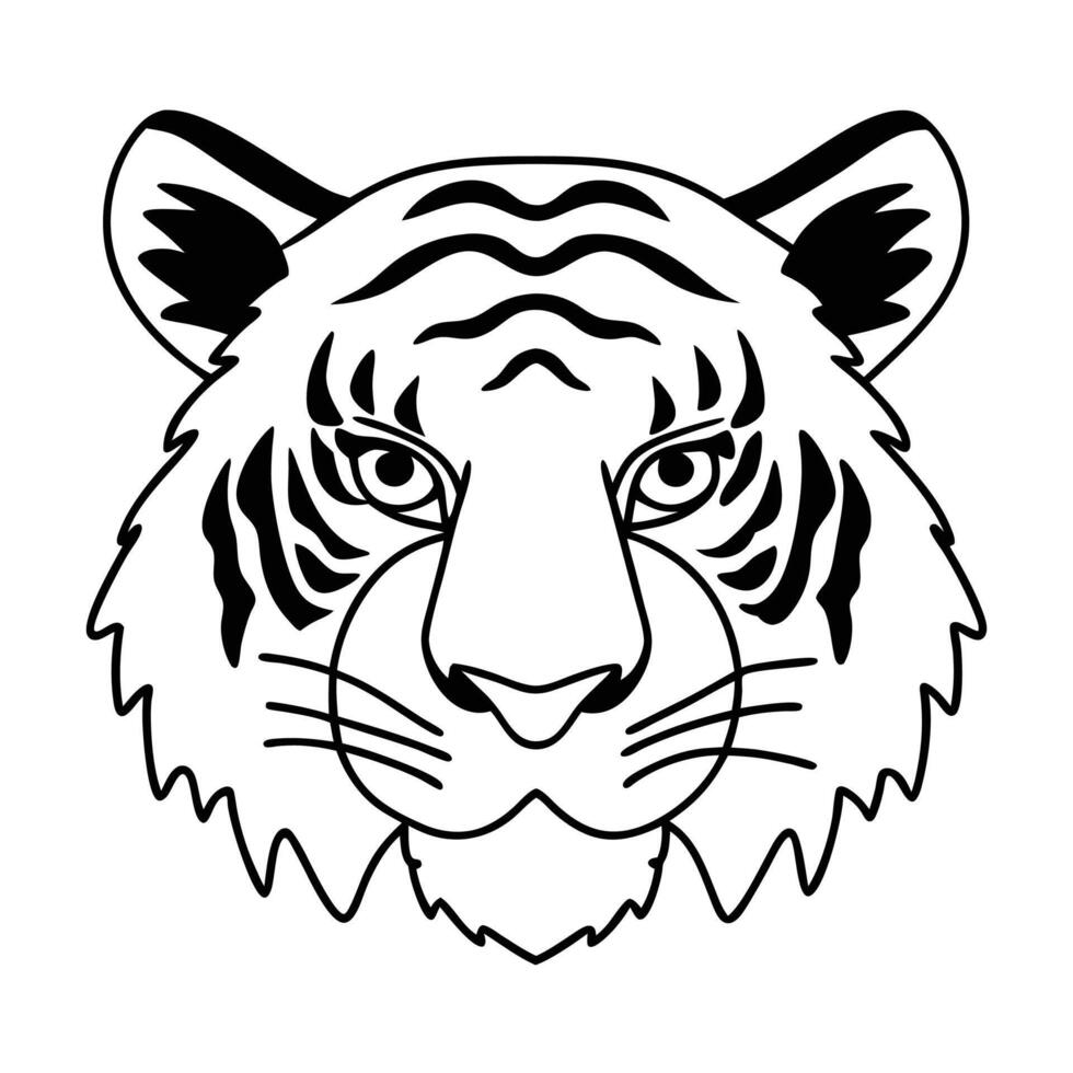 tiger face solid white background vector