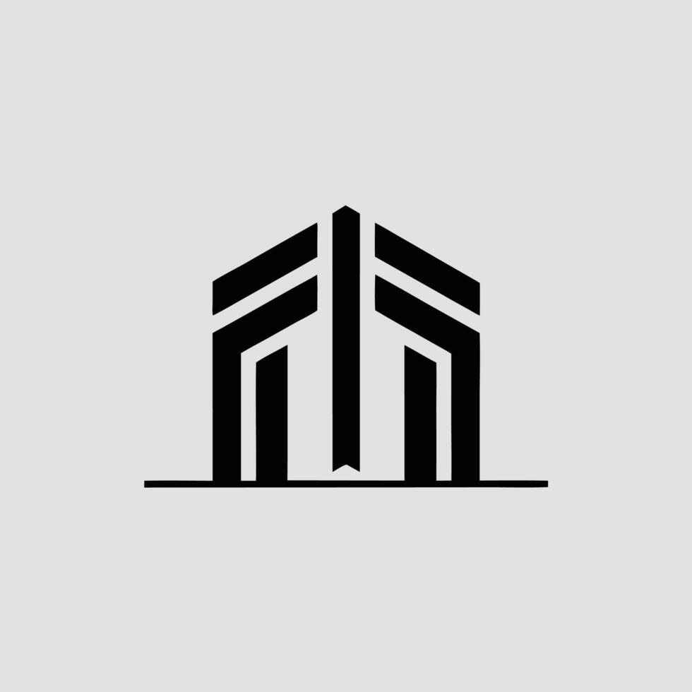 building line art black white logo vector