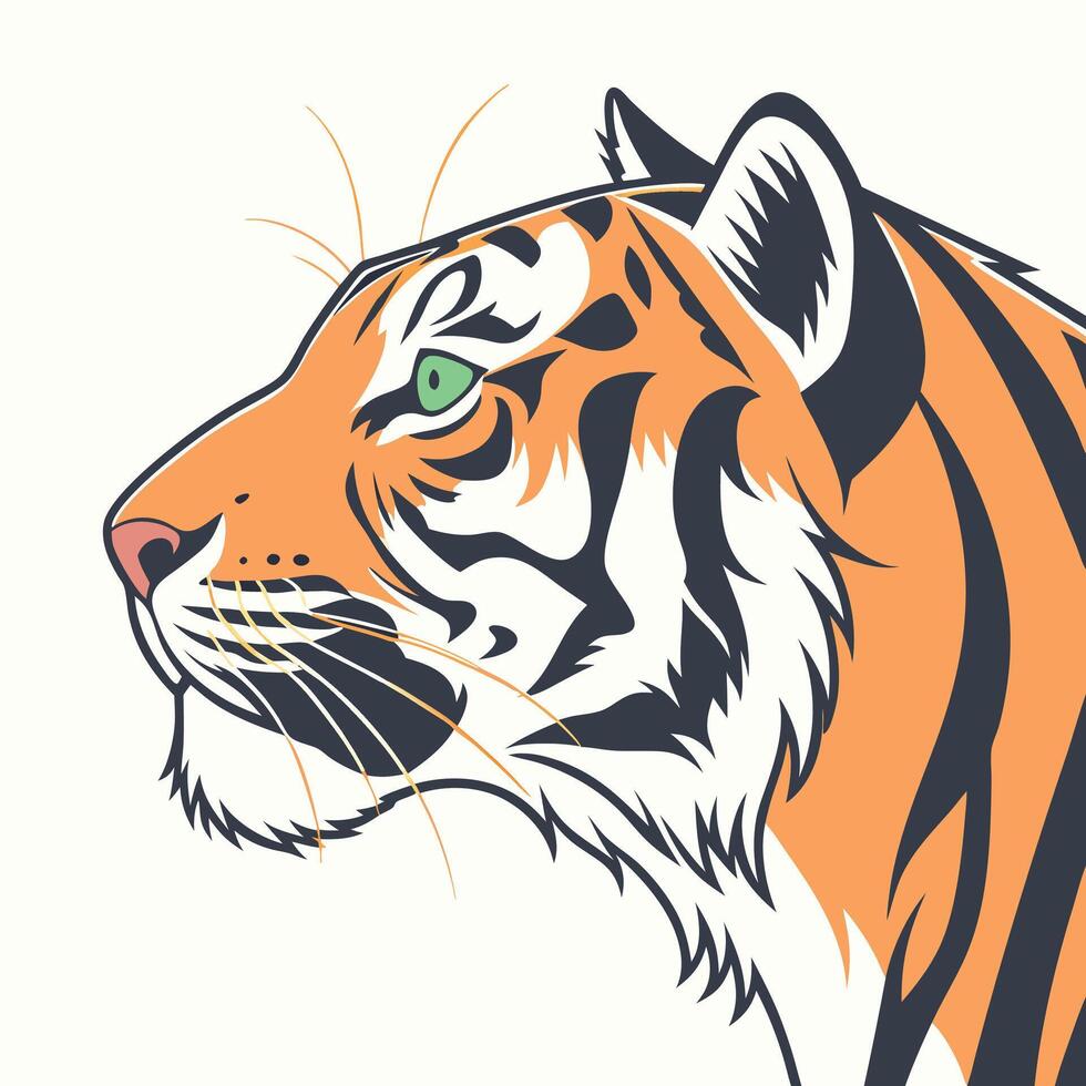 colorful tiger face solid white background vector