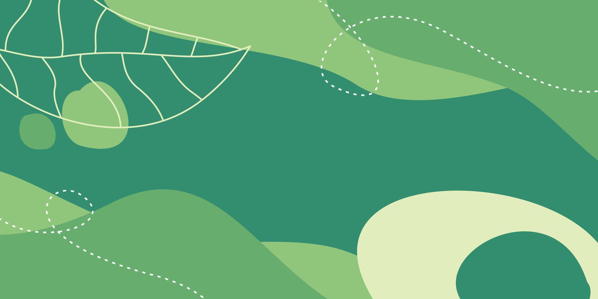 green earth day background abstract shapes, waves and leaf patterns with empty space for text. perfect for summer design vector