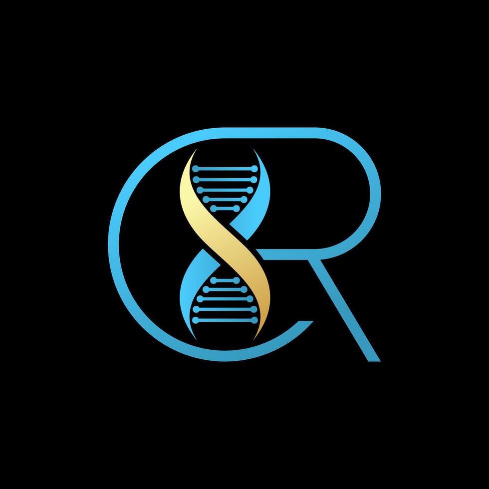 initial CR CXR font DNA helix infinity clone genetic tech heal evolution life vector