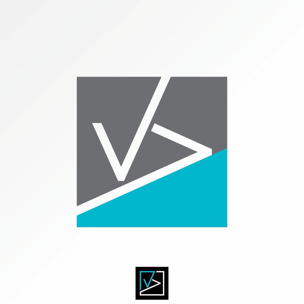 initial VV K KV font line flip view on square monogram typo media tech brand vector