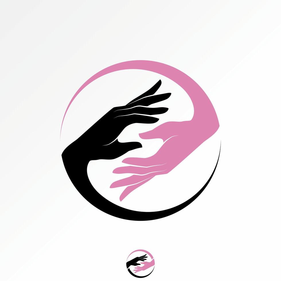 circular two hands team partnership success sustainable element art friendly vector