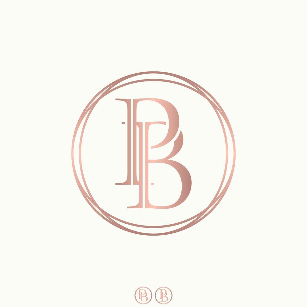 initial PB or BP serif font cut line elegant art monogram typography branding vector