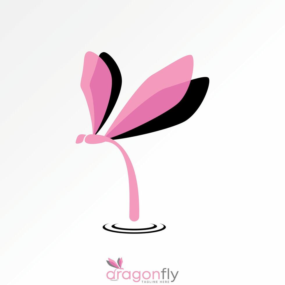 abstract gragonfly with water drop fall on fresh flora exotic mascot insect vector