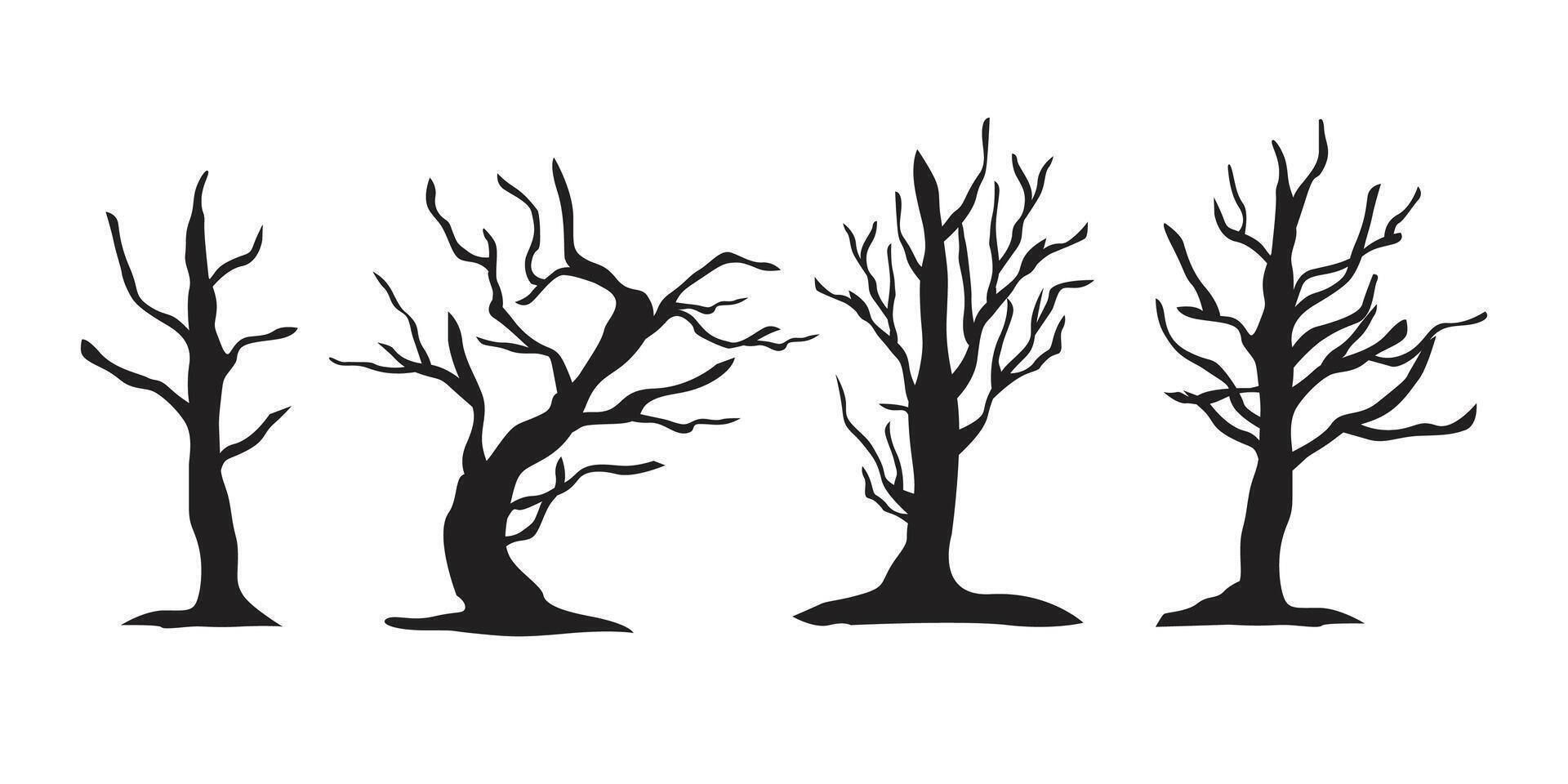 Dry tree silhouette illustration vector