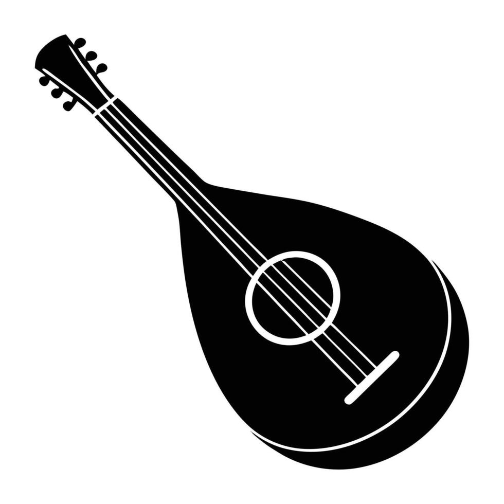 an acoustic guitar icon in black and white vector