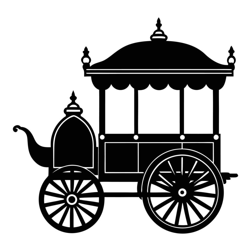 a black and white illustration of a horse drawn carriage vector