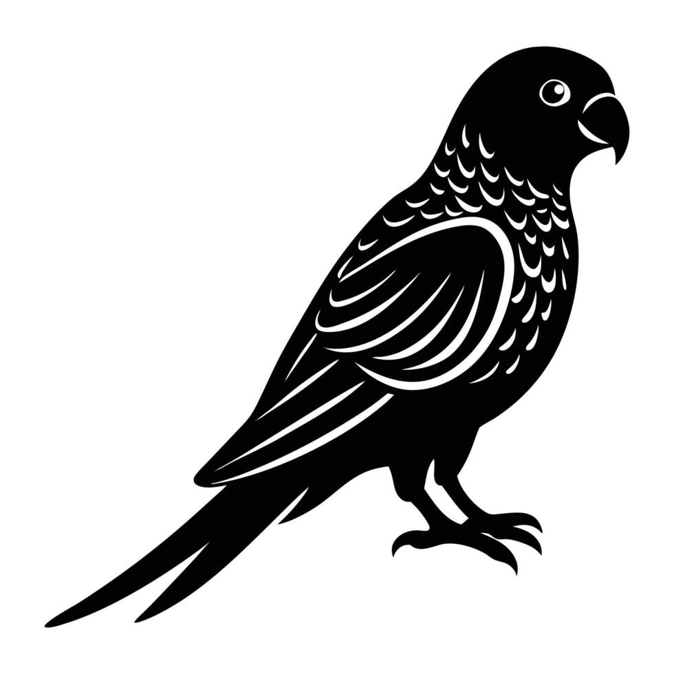 black and white illustration of a parrot vector