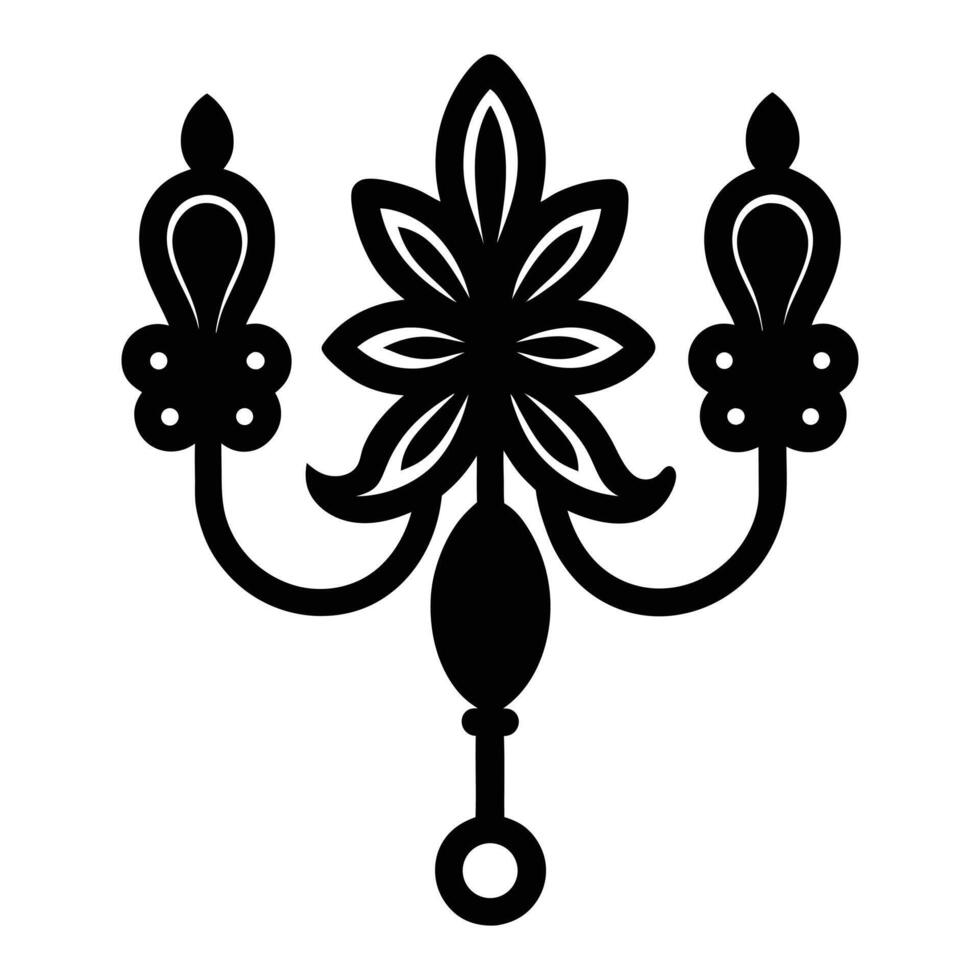 black and white illustration of a chandelier vector