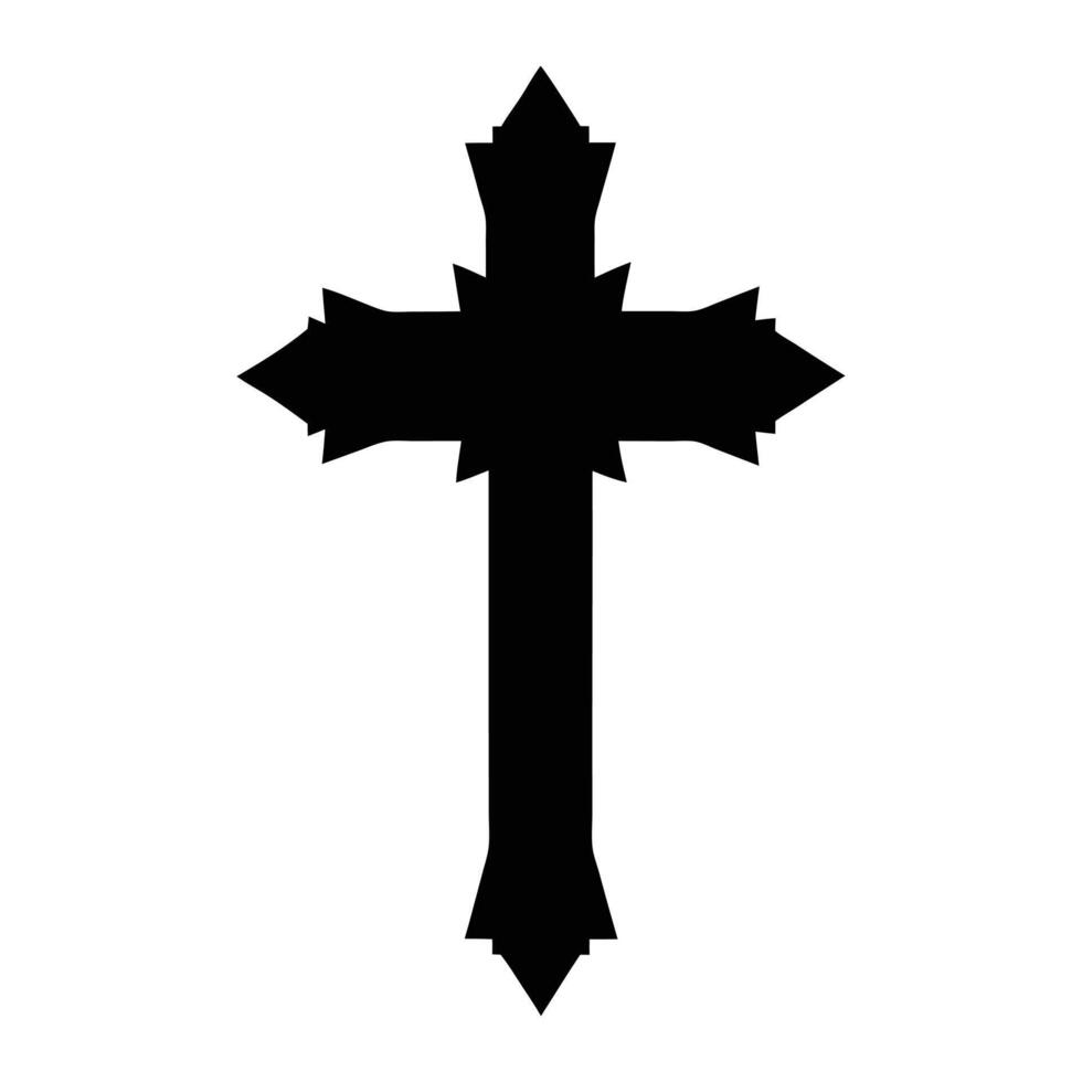 cross silhouette white background. vector