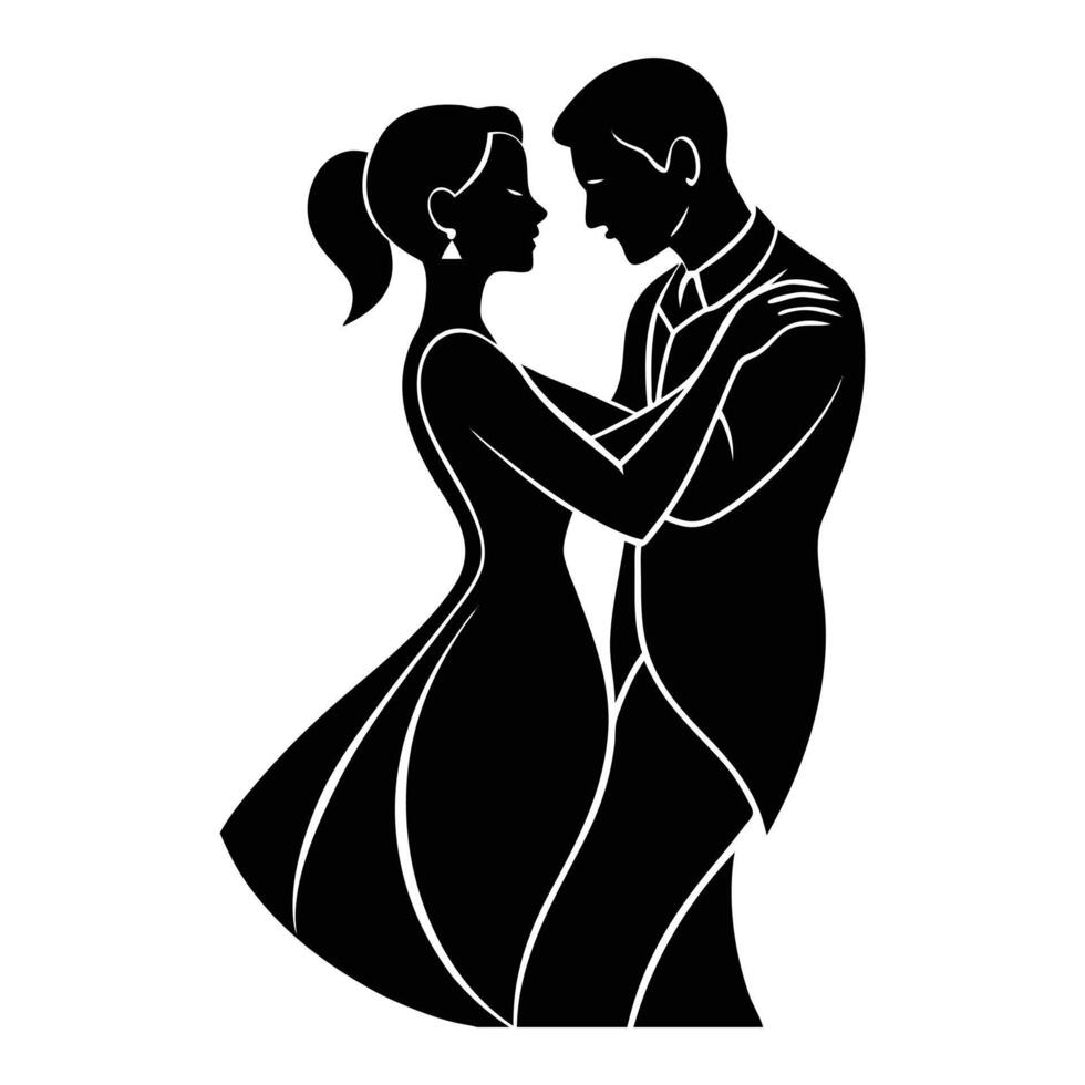 a silhouette of a couple dancing in a ballroom vector