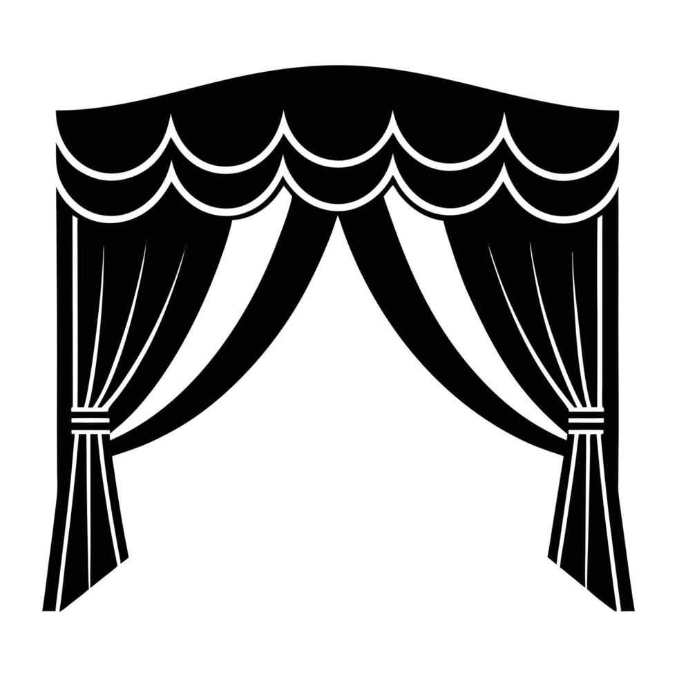 theater curtain black and white illustration vector