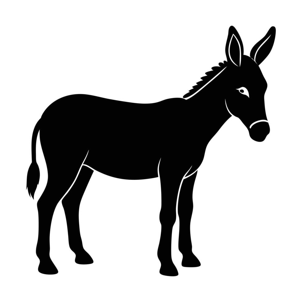 a black and white donkey silhouette on a white background vector