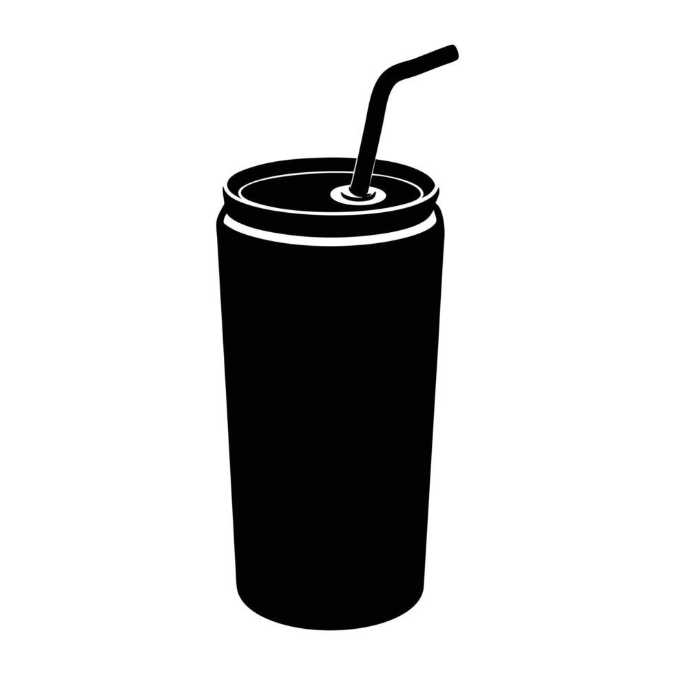a black and white illustration of a soda can vector