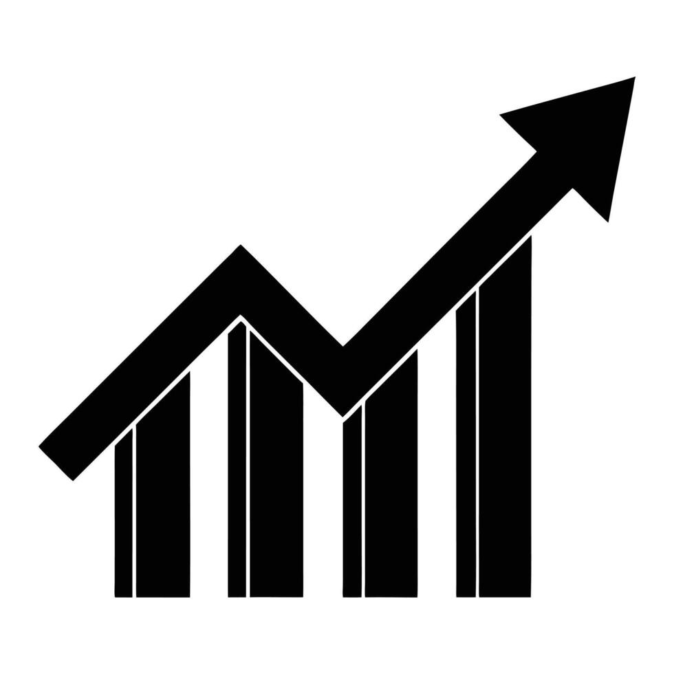 a black and white illustration of a graph going up vector