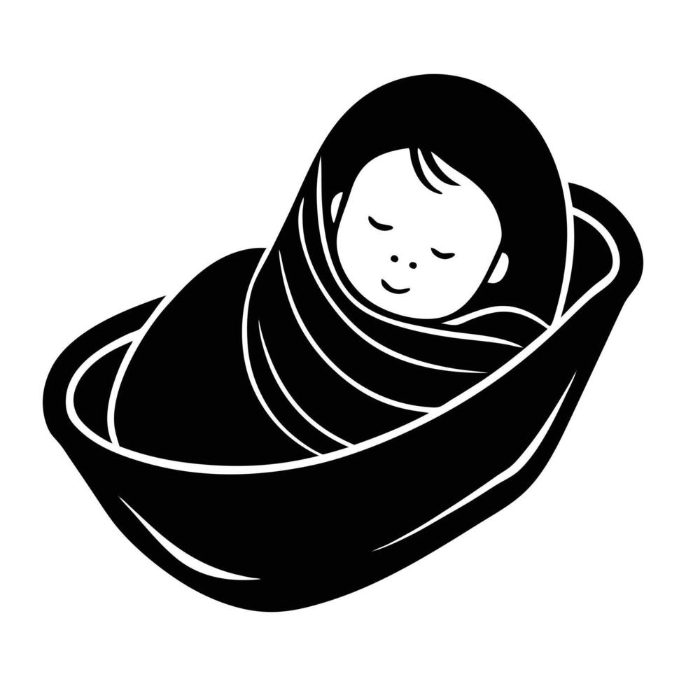 baby in a basket icon illustration vector