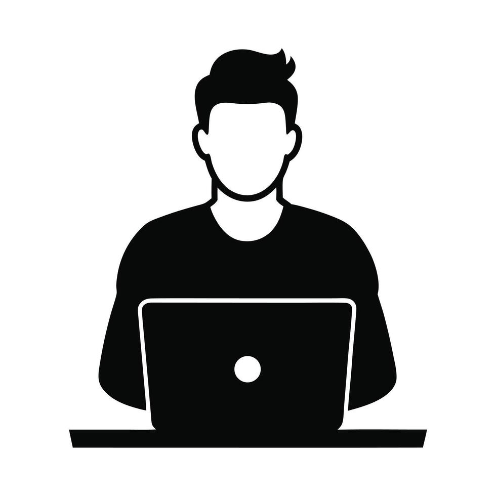 man working on laptop icon illustration vector