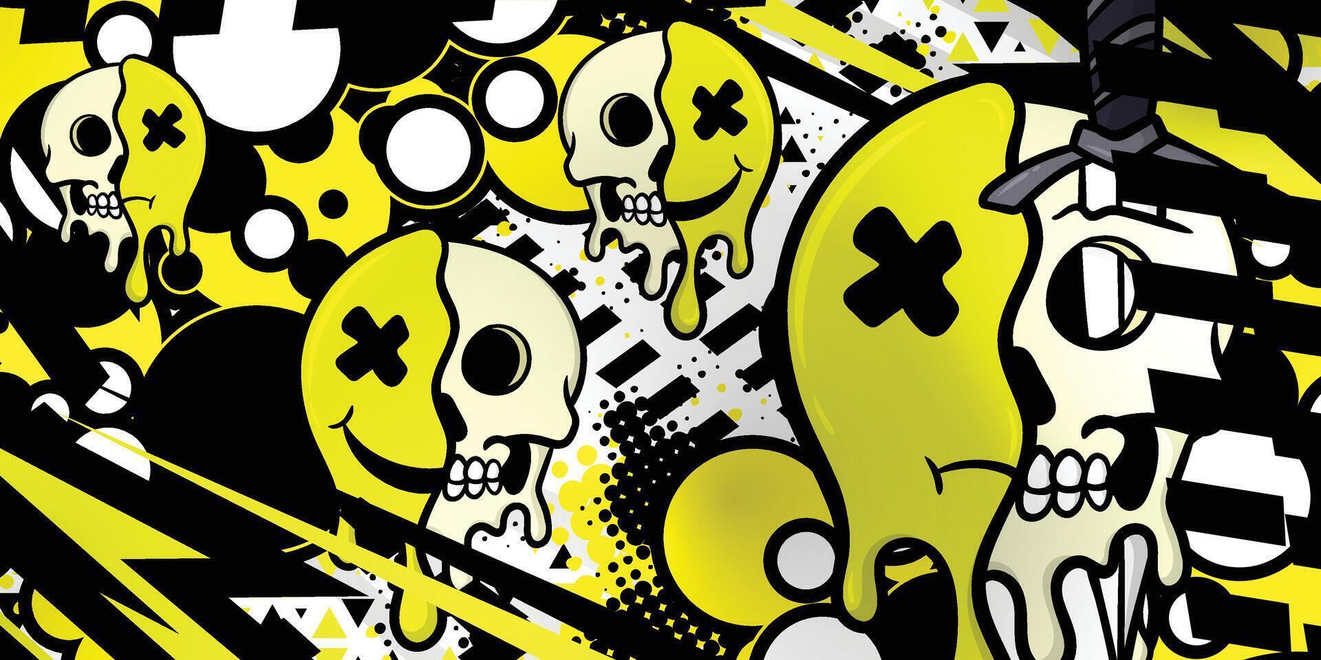 Abstract pattern background with skull object vector