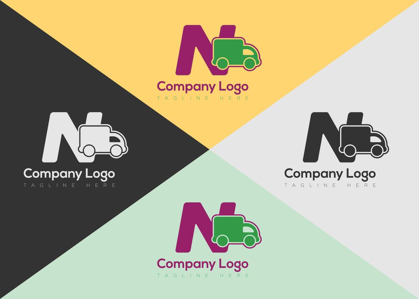 Delivery N letter logo template with truck vector