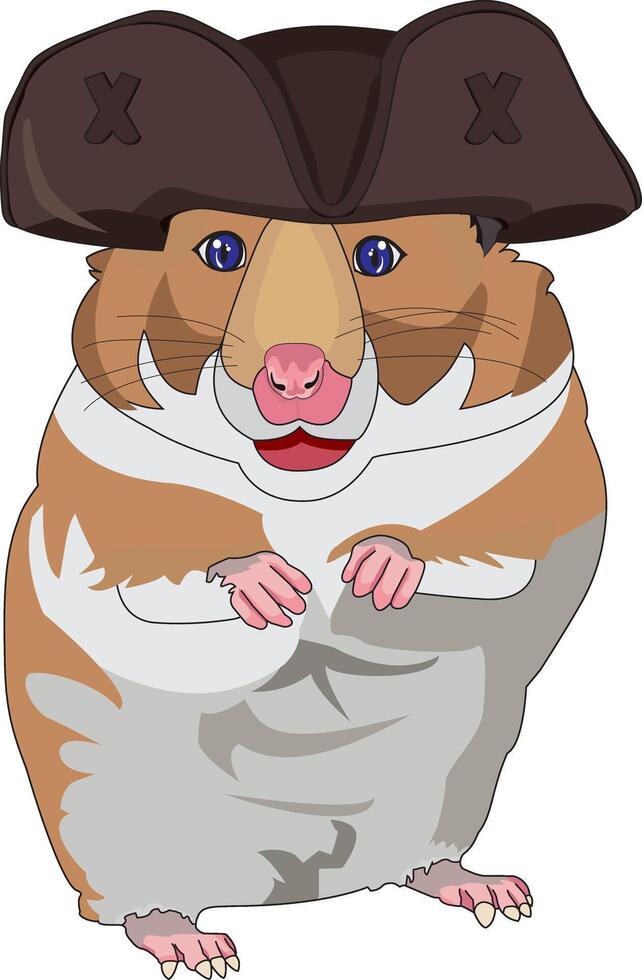 Realistic Hamster With Pirate Hat Cartoon Animal vector