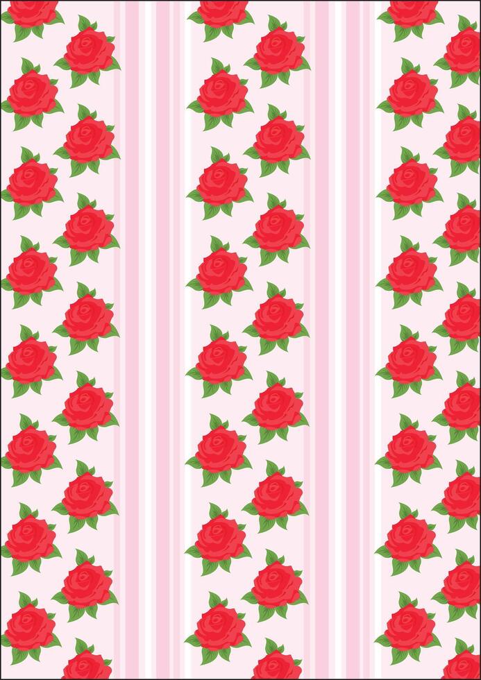 Red Rose Wrapping Paper Fabric Background Art vector