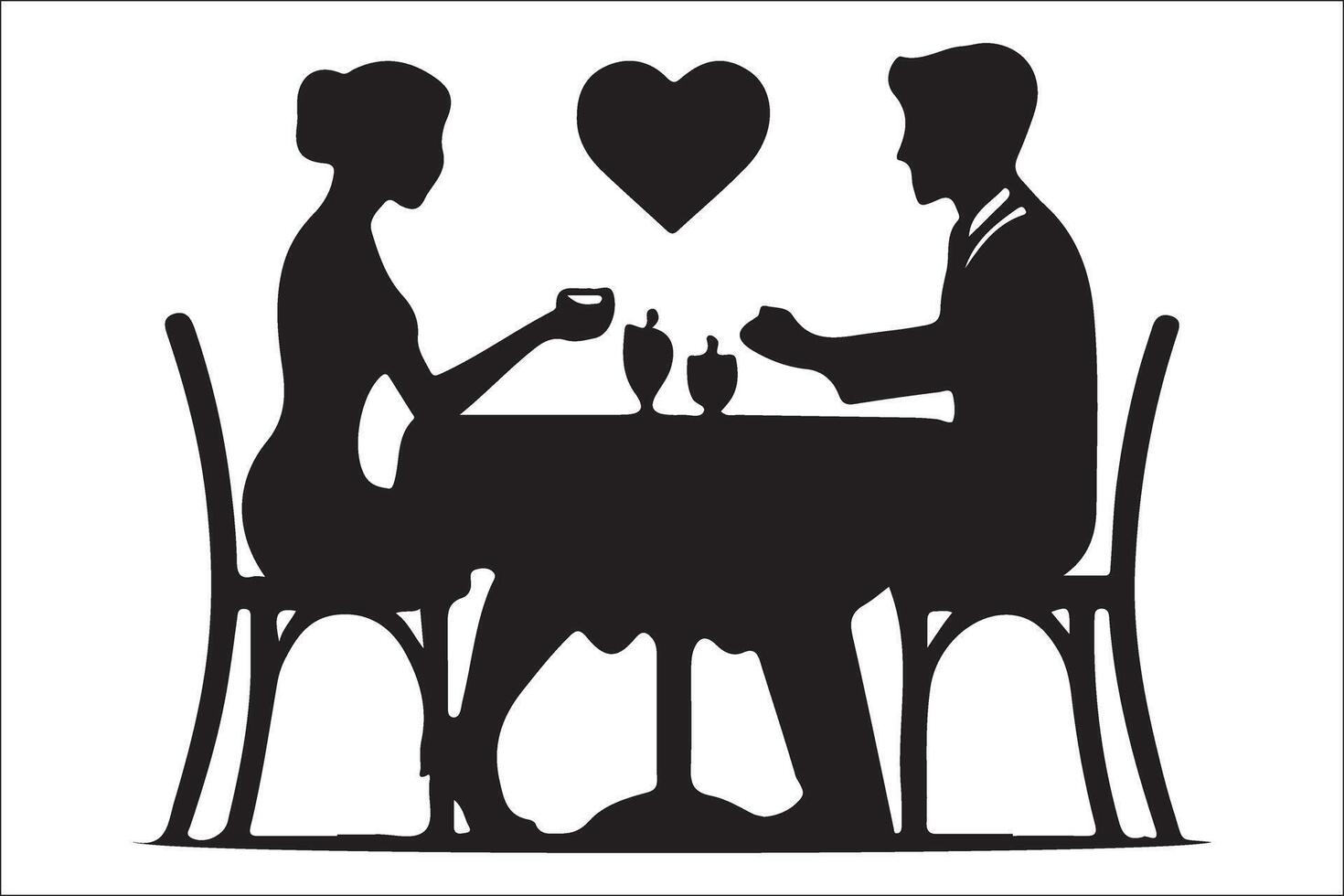 Silhouette of a couple in a restaurant vector