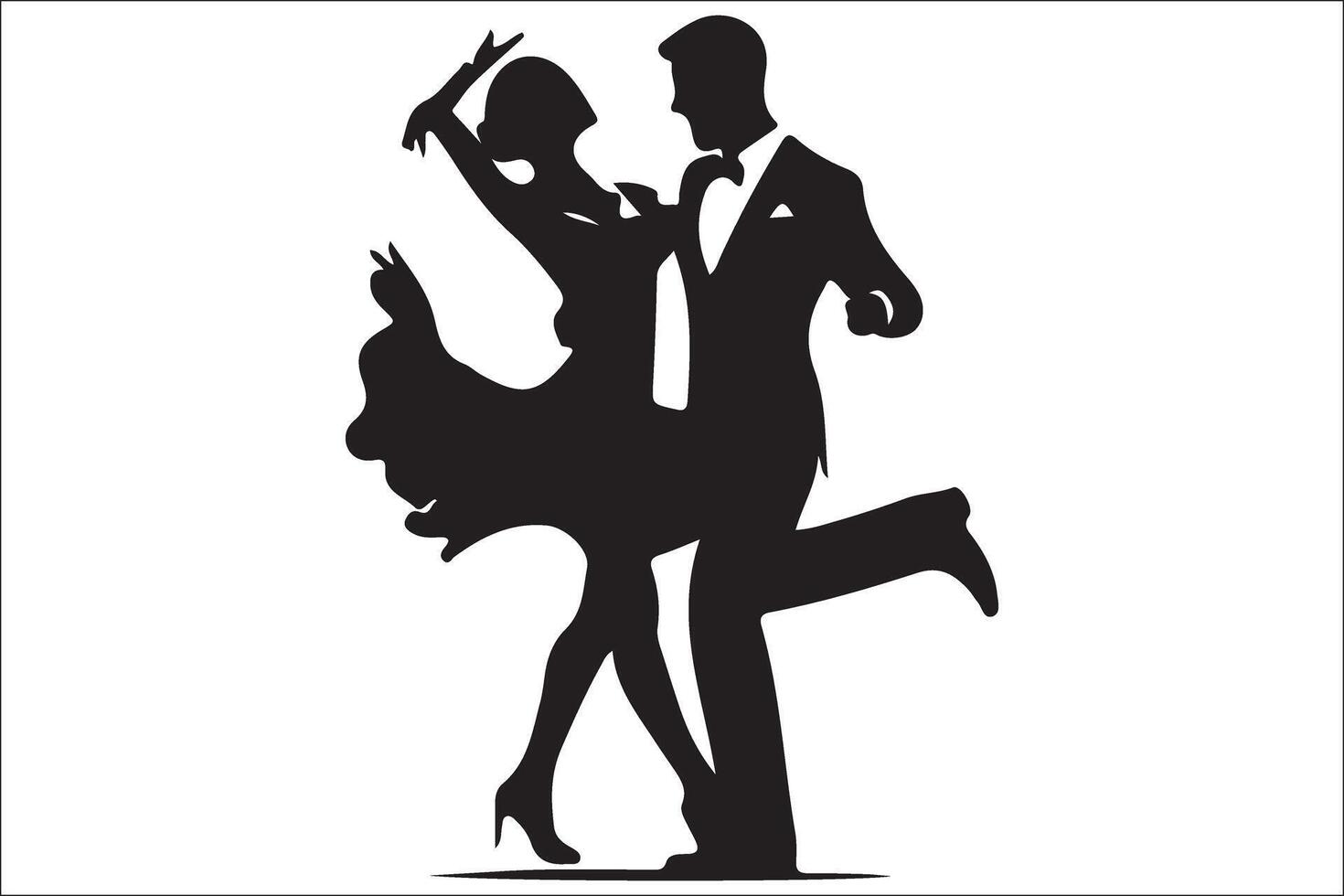 A silhouette of a couple dancing in a ballroom vector