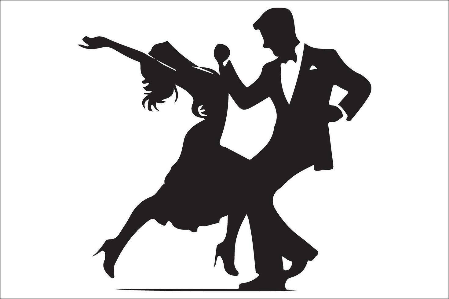 A silhouette of a couple dancing in the style of the 1940s vector