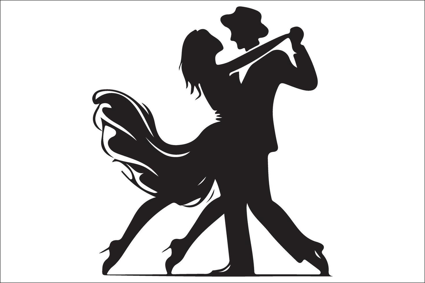 A silhouette of a couple dancing a tango vector